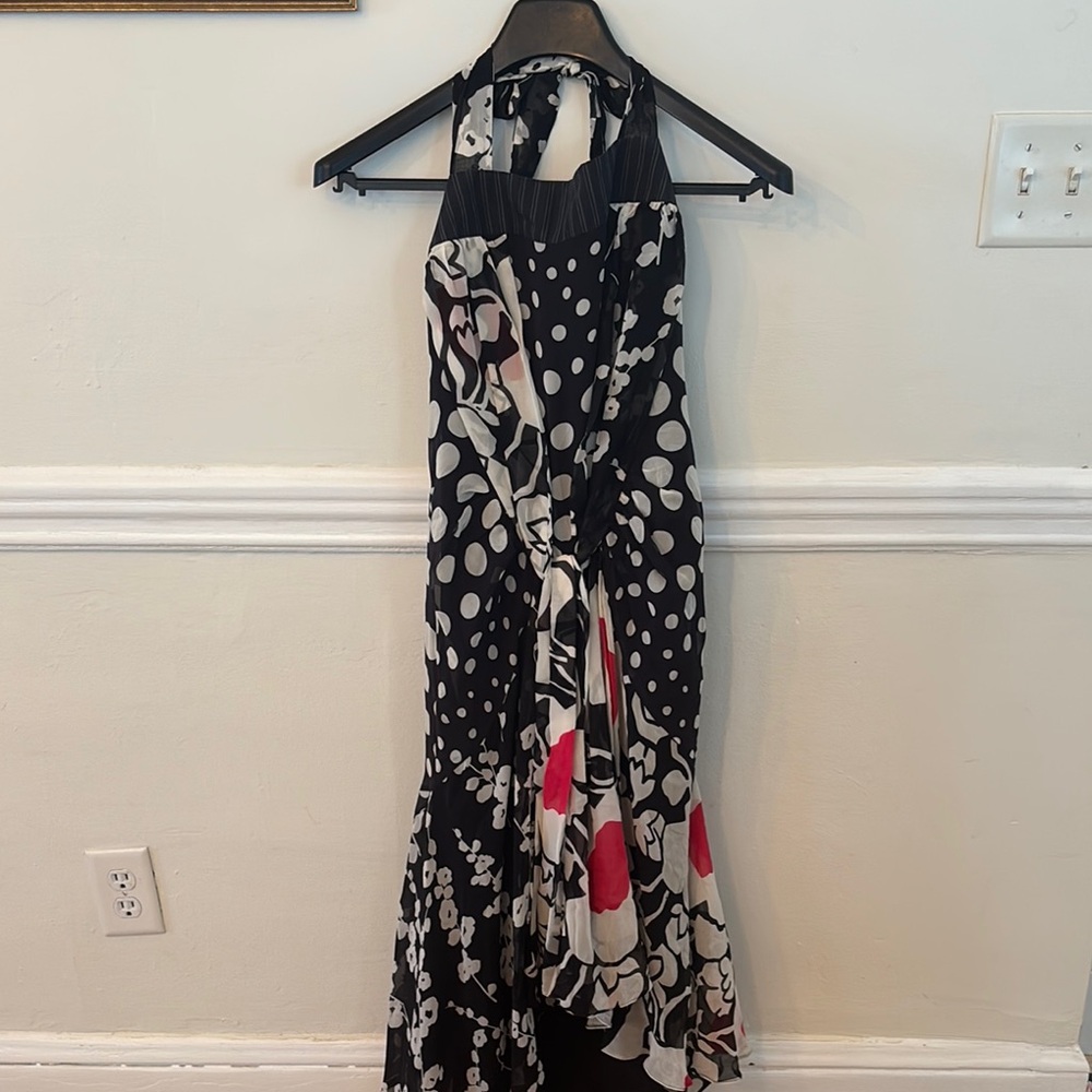 Vintage Kenzo Mixed Print Halter Dress – Size 40 (M)